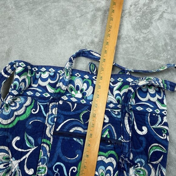 Vera Bradley Blue & Green Floral Quilted Tote Bag With Zipper Pocket 6357 - Picture 4 of 6